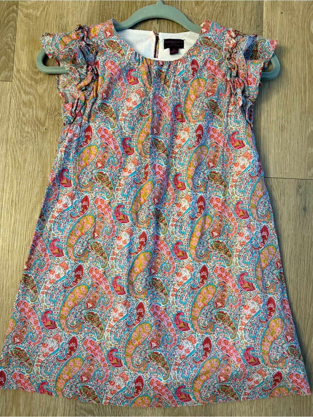 Crewcuts Girl's  Size 8 Blue & Pink Paisley Print Flutter Sleeve Sundress -